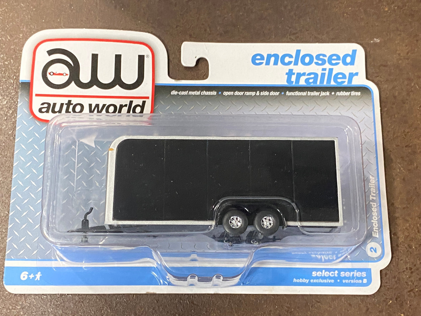 1/64 Auto World Black Enclosed Trailer