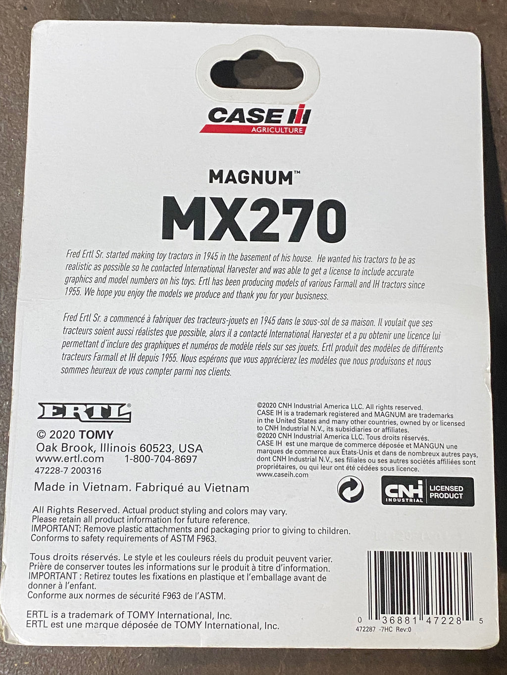 Package Damage 1/64 Case MX270 Magnum Ertl 75th Anniversary